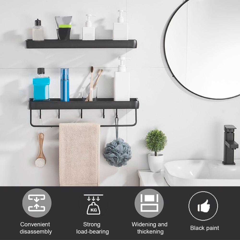 Rustproof Bathroom Shelf Black Bathroom Organizer Storage Rack Bathroom Kitchen Laundry Room