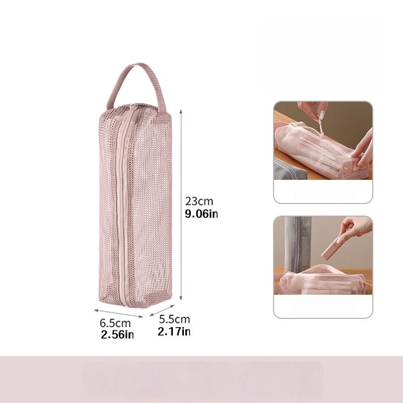 

1pc Breathable Mesh Toiletries Storage Bag with Zipper Portable Multi-compartments Pen Pouches Travel Cosmetic Bag for Women Men 1pc
