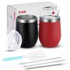 Livole Vacuum Pair Comes with Lid and Pair Couple Stainless Dishwasher Black Red Tumbler, Insulated, Insulated, Set, Straw, Tumbler, Present, Gift,