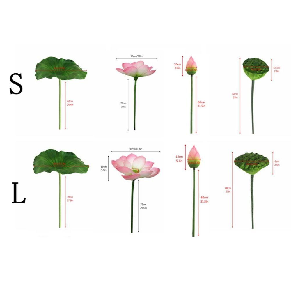 Romantic Artificial Lotus Handmade Fake Lotus Branch Simulation Lotus Leaf  Balcony