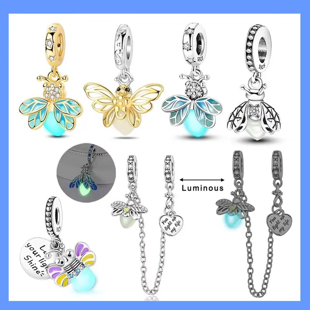 Cute Copper Gold Color Fireflies Luminous Charms Beads Fit Original Bracelets Diy Jewelry Gift Making