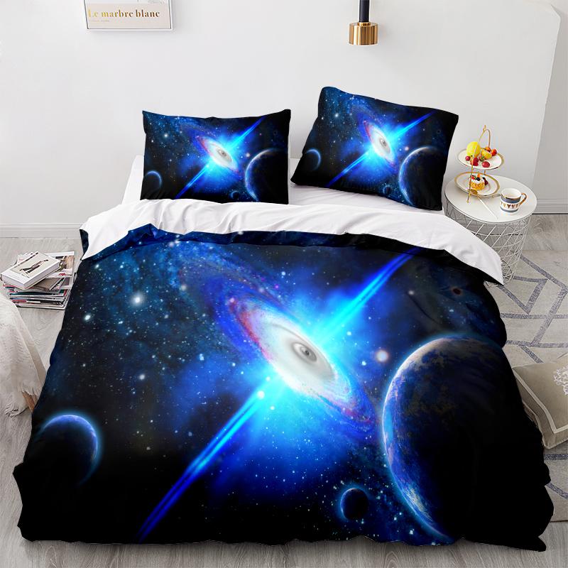 3D povlak na přikrývku a povlak na polštář 3D Star Sky 2 nebo 3 povlečení Planet Planet s vysokým rozlišením AU/EU/DE v plné velikosti Pohodlné, luxusní a snadno čistitelné domácí dekorace
