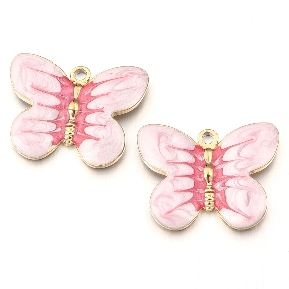 2Pcs/lot Colorful Butterfly Charms Pendant Stainless Steel Oil Drop Charms DIY Necklace Bracelet for Jewelry Making Accessories