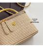 Retro Straw-Style Single Shoulder Square Bag with Chain