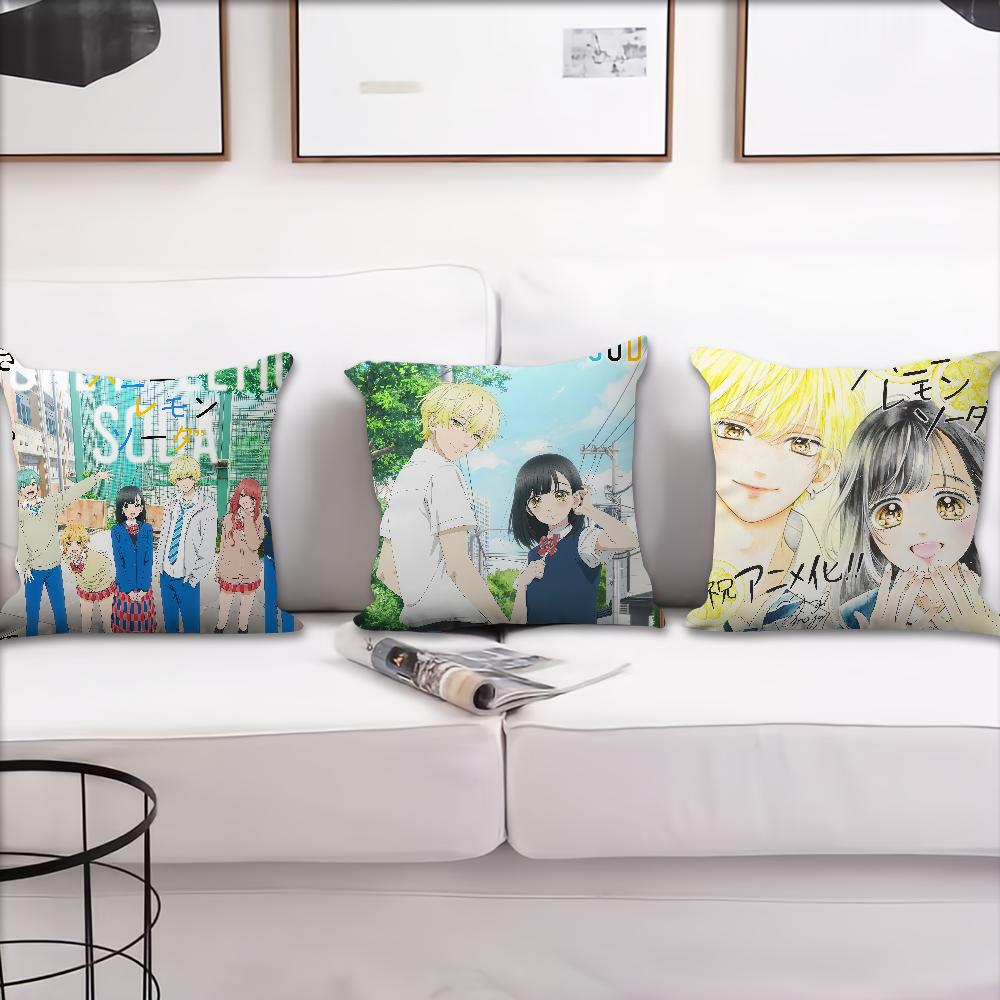Soft Comfortable Pillow Case for Sofa Soda Living Couple Anime Manga Room Home Office Decor H-Honey L-Lemon and Protective Cover