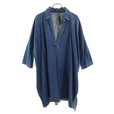 Ungetragenes Made in Japan Langarm-Denim-Tunika OS Blau mit Etikett Damen Gebraucht