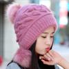 Women Girls Hat Autumn Winter New Padded Rabbit Hair Cap Solid Color Double Thickened Cute Ear Protection Wave Knitting Pattern Warm Hat