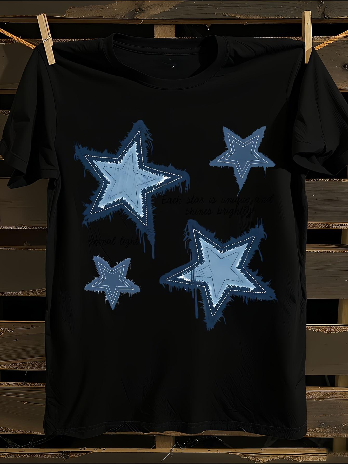 Black Blue Star Print Tshirt XXXXL