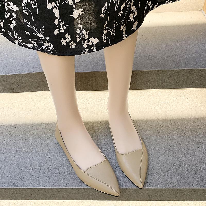 Flat shoes women's 2025 early spring new pointed flat Doudou shoes Internet celebrity soft leather soft sole versatile ladyshoes tide