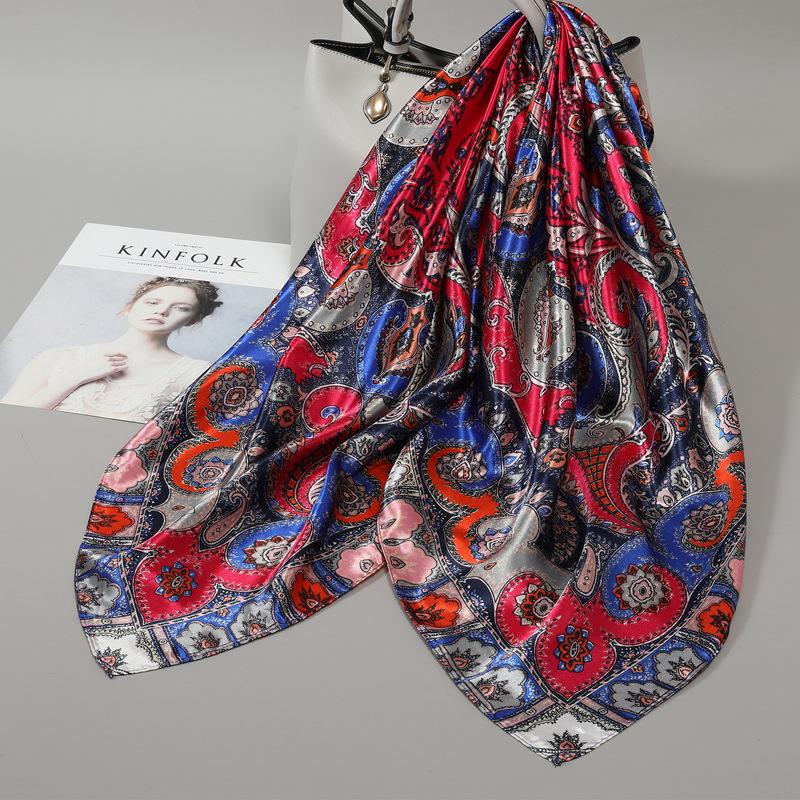 90 Square Scarves, Silk Scarves, Women's New Spring and Summer High-end Sense Versatile, Thin Scarves, Shawls Outside