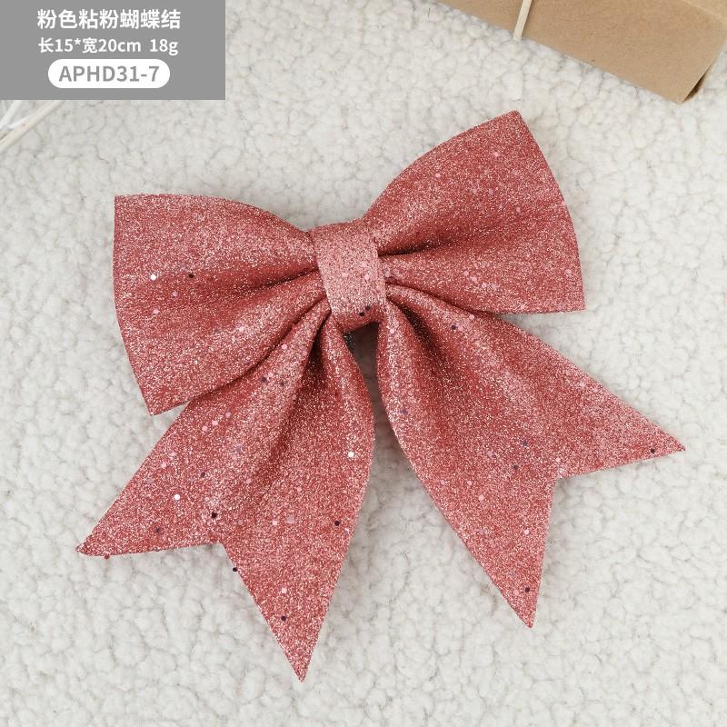 

New Christmas Decorations In Red White Gold Pink Sequins Pearl Cotton Bow Christmas Tree Decoration And Arrangement 15cm 1pc рожевий