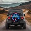 Tire Cover - Tiger Roar Cyberpunk Style Polyester Tire Cover With Glowing Geometric Frame, Abstract Pattern, Yellow- Glitter De