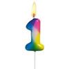 Candle - SUSY CARD - 1134356 - Number 1 - Rainbow - 50mm Height