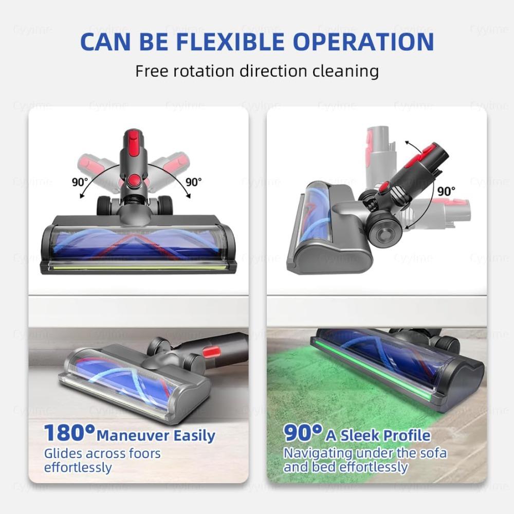 Replacement Floor Brush Head Compatible with for Dyson V7 V8 V10 V11 V15, Suitable for Carpet Tiles, with Green LED Light.