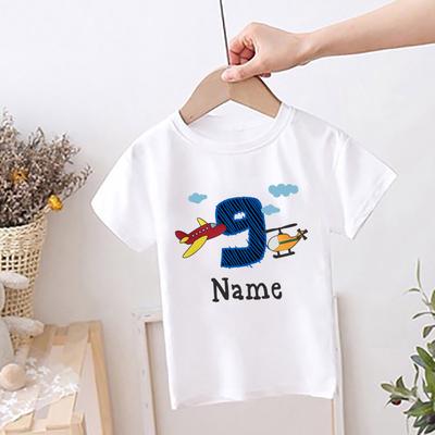 Personalisierte Flugzeug Geburtstags-Shirts 1-9 Jahre T-Shirt Benutzername T-Shirt Jungen Geburtstagsparty Outfit Kleidung Kinder Geschenk Mode Top