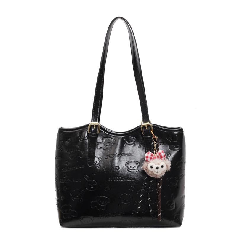 High-end contrasting color large-capacity bag women's 2025 new fashion commuter shoulder college student portable tote bag