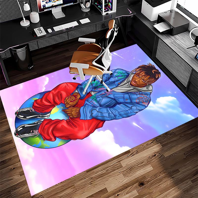 1pc Juice WRLD Print Area Rug - Soft,Washable Non-Slip Indoor Mat for Office Chairs,Living Room,Home Office Decorative Rug