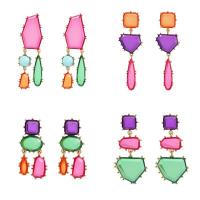 Fashion Metal Resin Geometric Dangle Earrings for Women New Exaggerated and Minimalist Design Jewelry Party Accessories