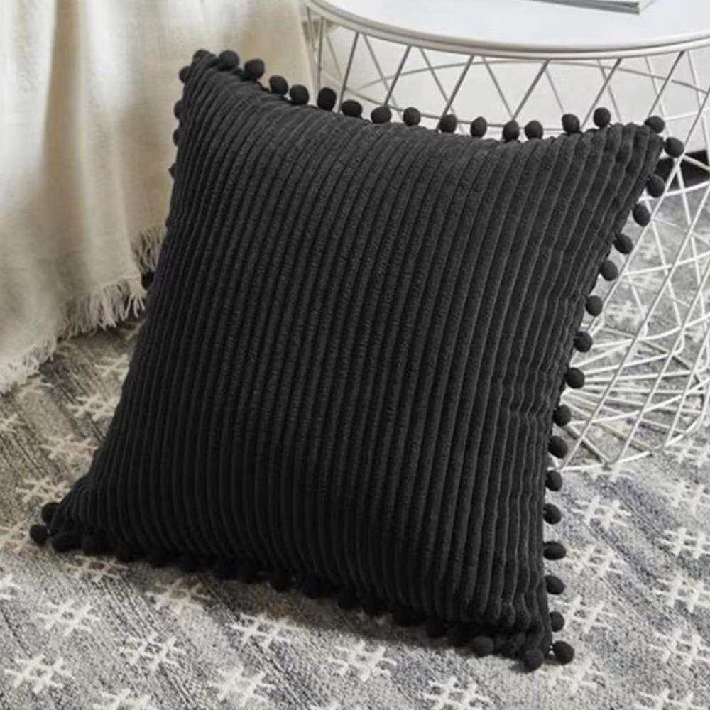 with Pom-pom Pillowcase Corduroy Sofa Pillow Cover Durable Cushion Cover Car