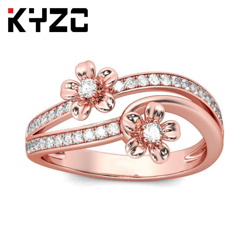 Closed Snowflake Butterfly Zircon Ring, Rose Gold Plated Simple Personality Ring