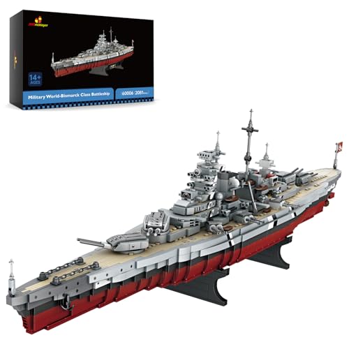 JMBricklayer Battleship Building Block Set 60006, Adult Construction Toy, World War II Bismarck Navy Warship Ship Model, Military Building Blocks, Ass