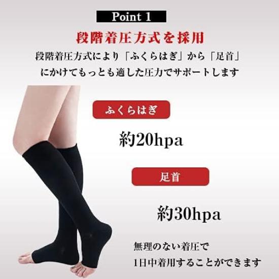 Kompresní ponožky MKY Company Walkplus+ kompresní ponožky na spaní Open Toe Socks Office Black (L-XL)