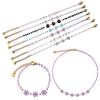 1pcs Stainless Steel Crystal Flower Beaded Chains Lobster Clasps Braid Bracelet Necklace for Women DIY Jewelry Making Wholesale