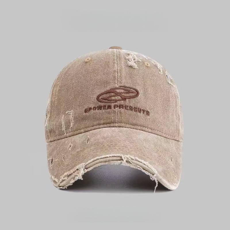 YTO Household items Caps Man Street Stylewear Fashion Print Adjustable Denim Peaked Hats Outdoor Use Korean Style Casual Women Sun Visor Hats Vintage Hole Baseball Adjustable