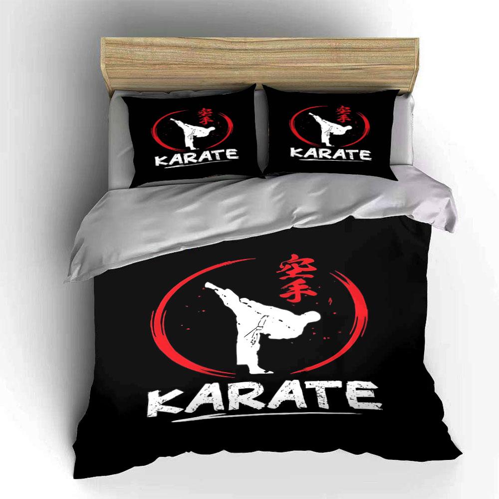 Karate figure with text. Bedding sets Duvet cover sets Duvet covers Pillowcases(1* Duvet Cover 2* Pillowcases without duvet insert)