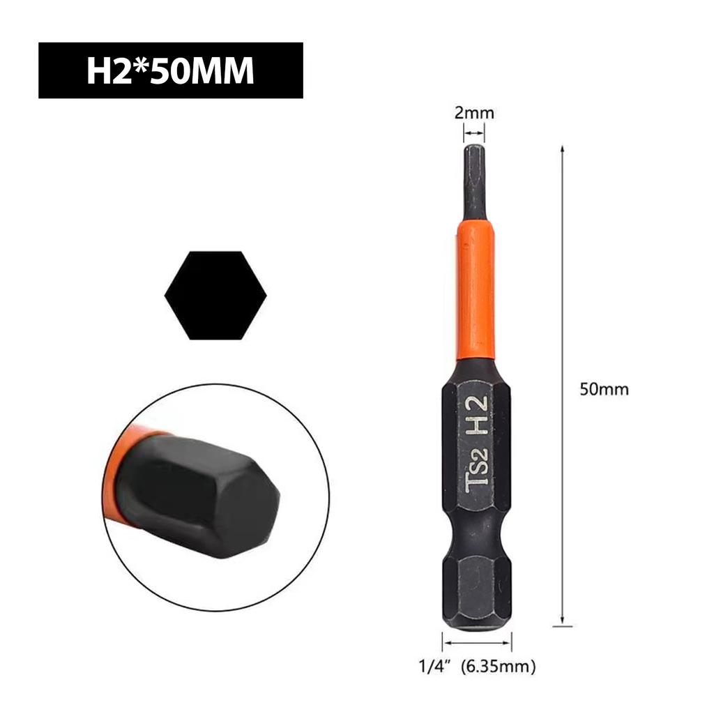 50mm Screwdriver Bit Hex Head Wrench Drill Bit Set Impact Driver Magnetic Screwdriver Drill Bits H1.5 H2.0 H2.5 H3 H4 H5 H6