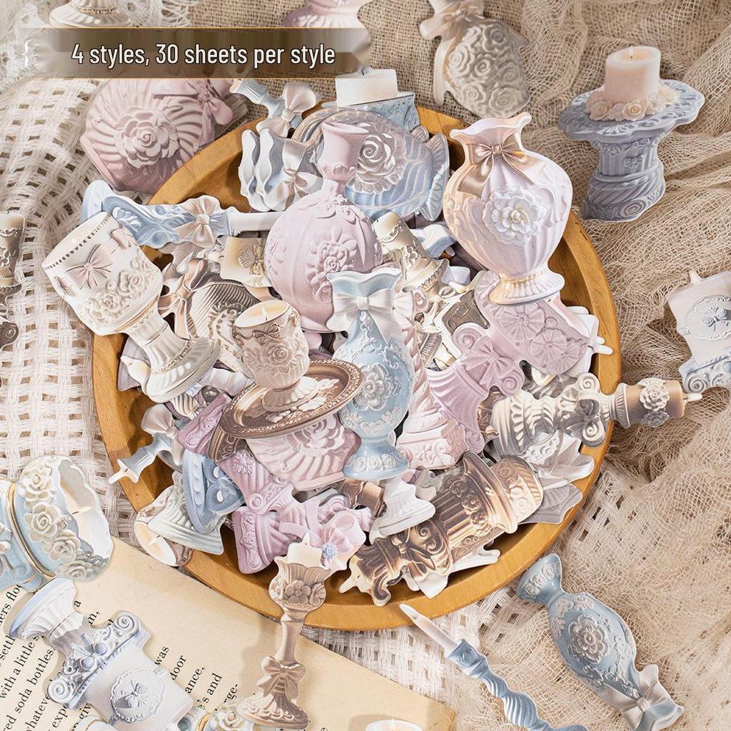 Yu Xian Sweet Frost 3D Retro Sticker Pack for DIY Journals and Decorative Scene Setting