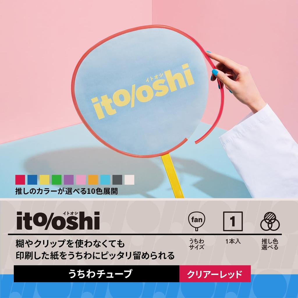 Plus Fan Decoration Oshikatsu Oshi Clear Fastens Without Glue or Clips Border, Itooshi, Tube, Color, Red, FL-306CF 91-770,