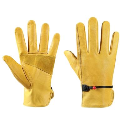Gants de travail en cuir de vache pour conducteur de moto, cyclisme, sports de plein air, course, protection de sécurité, gants d'équitation jaunes