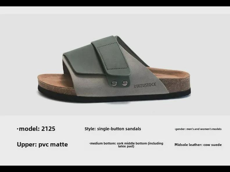 RUIZUSTOCK Pánské korkové pantofle: Podzimní a letní plážové sandály, voděodolný nubuk