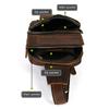 Single Shoulder Chest Bags Classic Retro Style Brown Genuine Leather Cowhide Men's Sling Bag Multiple Zippers Adjustable Strap