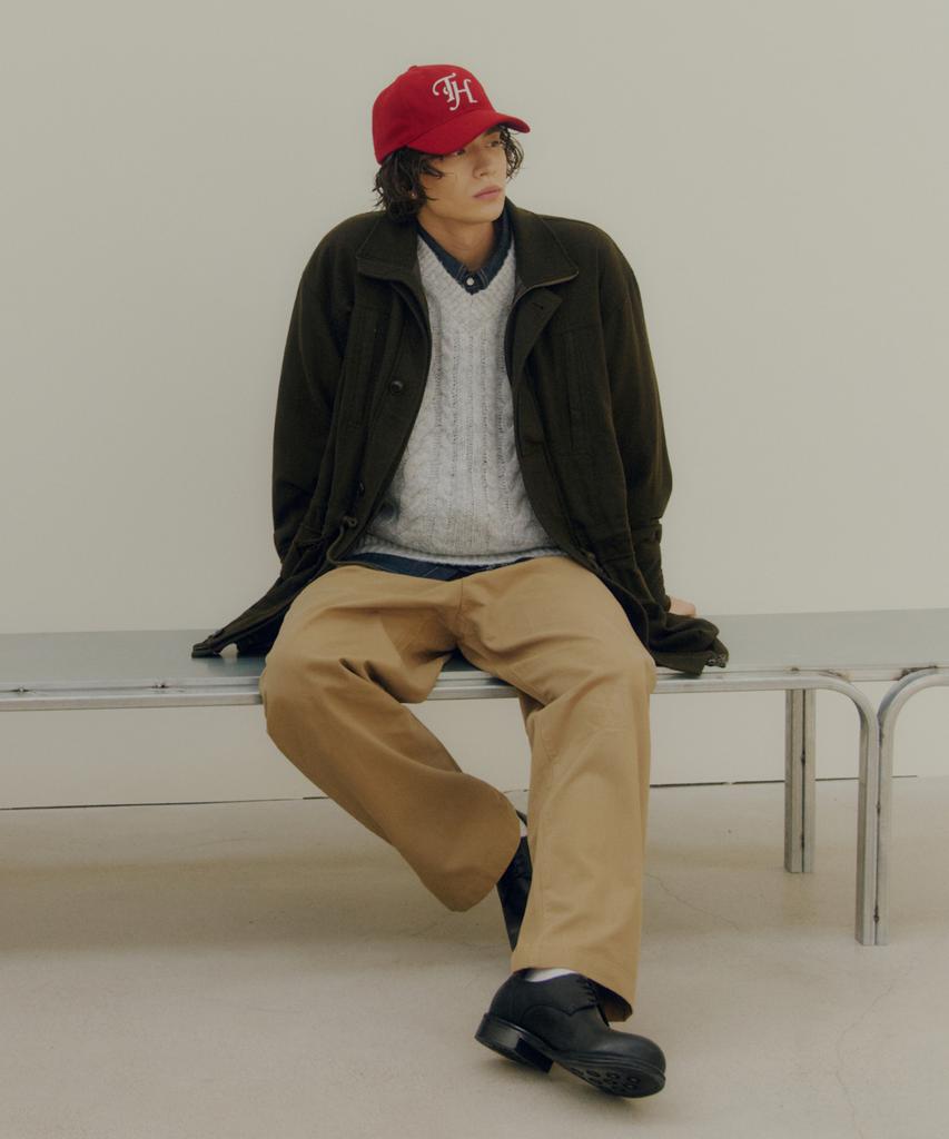 Teulaepighamoni Wool Blend Th Applique Logo Deep-Fit Ballcap_Red