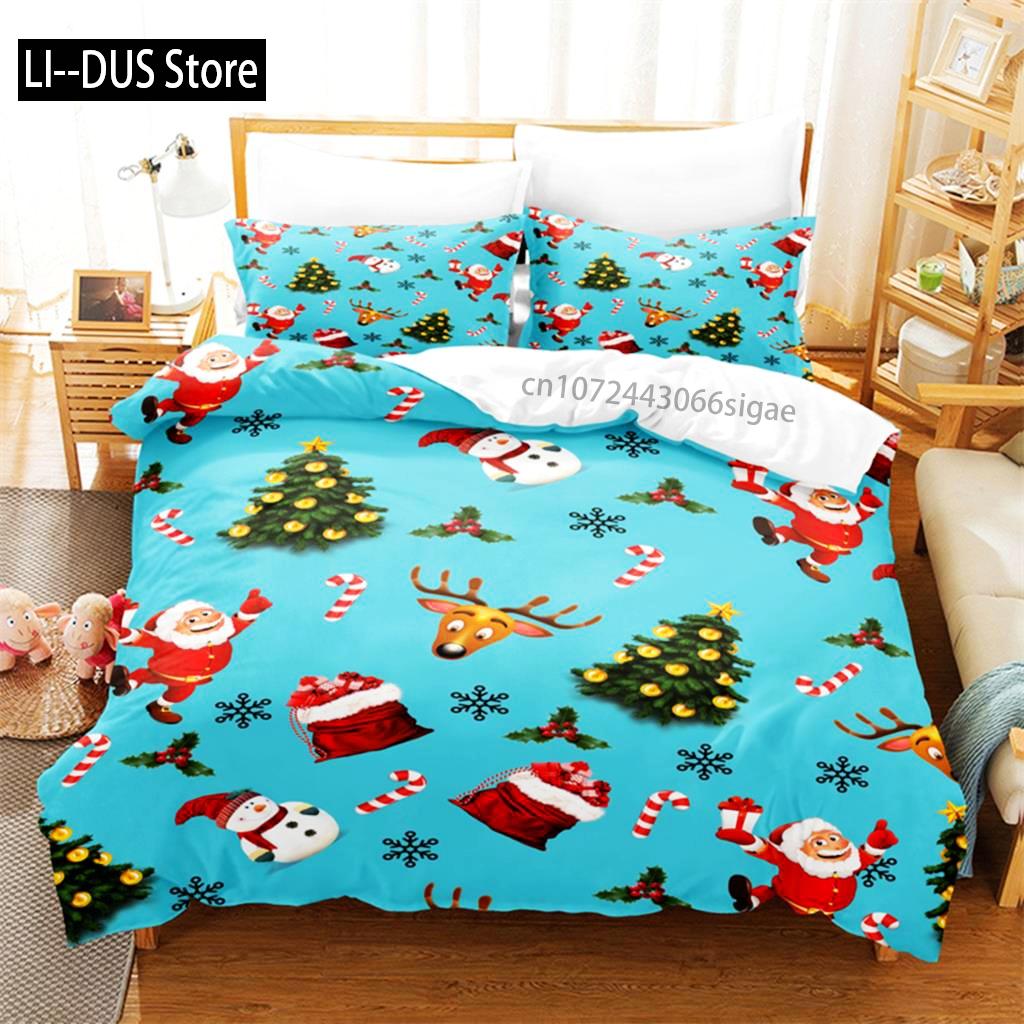 Comforter Cartoon Santa Claus Bedding Set 3D Bedding Digital Printing Queen Size Bedding Set Fashion Design