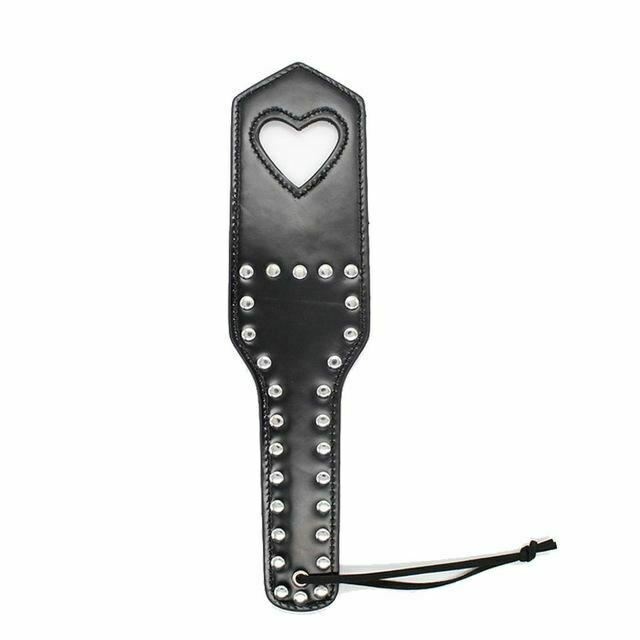 Leather Studded Spanking Paddle Heart Shaped Slave Whip Fetish Paddles
