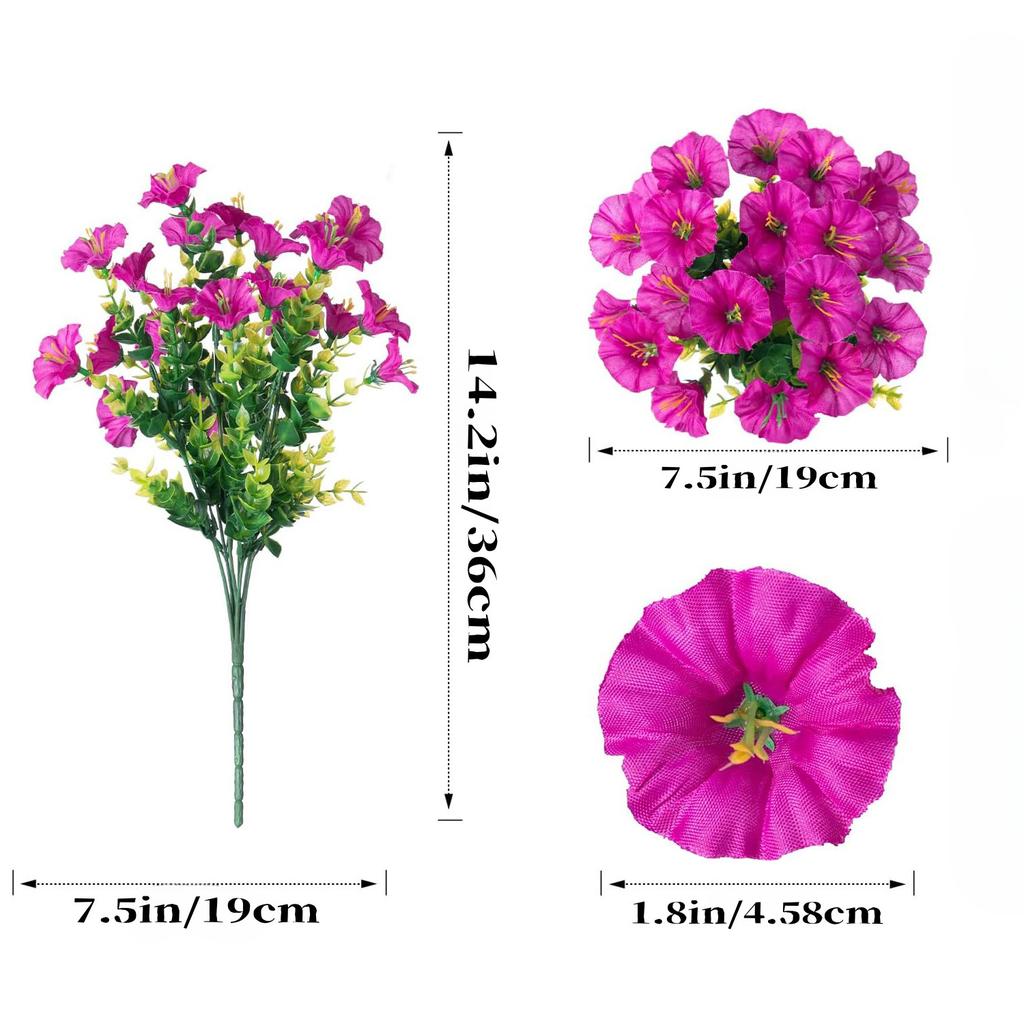 6 Bündel künstliche BlumenPerfekt für Hausgärten, Veranden, Terrassen und saisonale Feiern,Kein Behälter enthalten