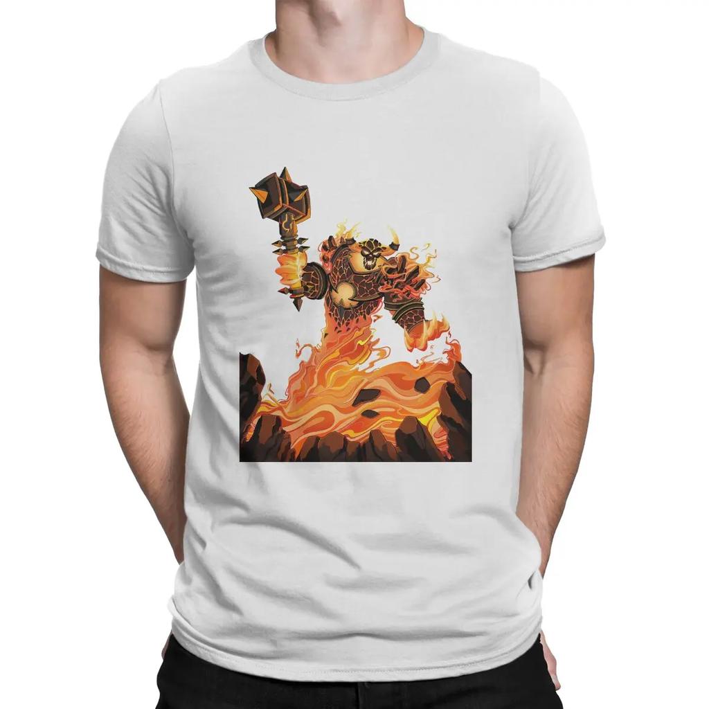 Ragnaros Rock-Magma Men's Shirt World Of Warcraft Funny T-Short Sleeve Round Collar T-Shirts Pure Cotton Birthday Gift Clothing