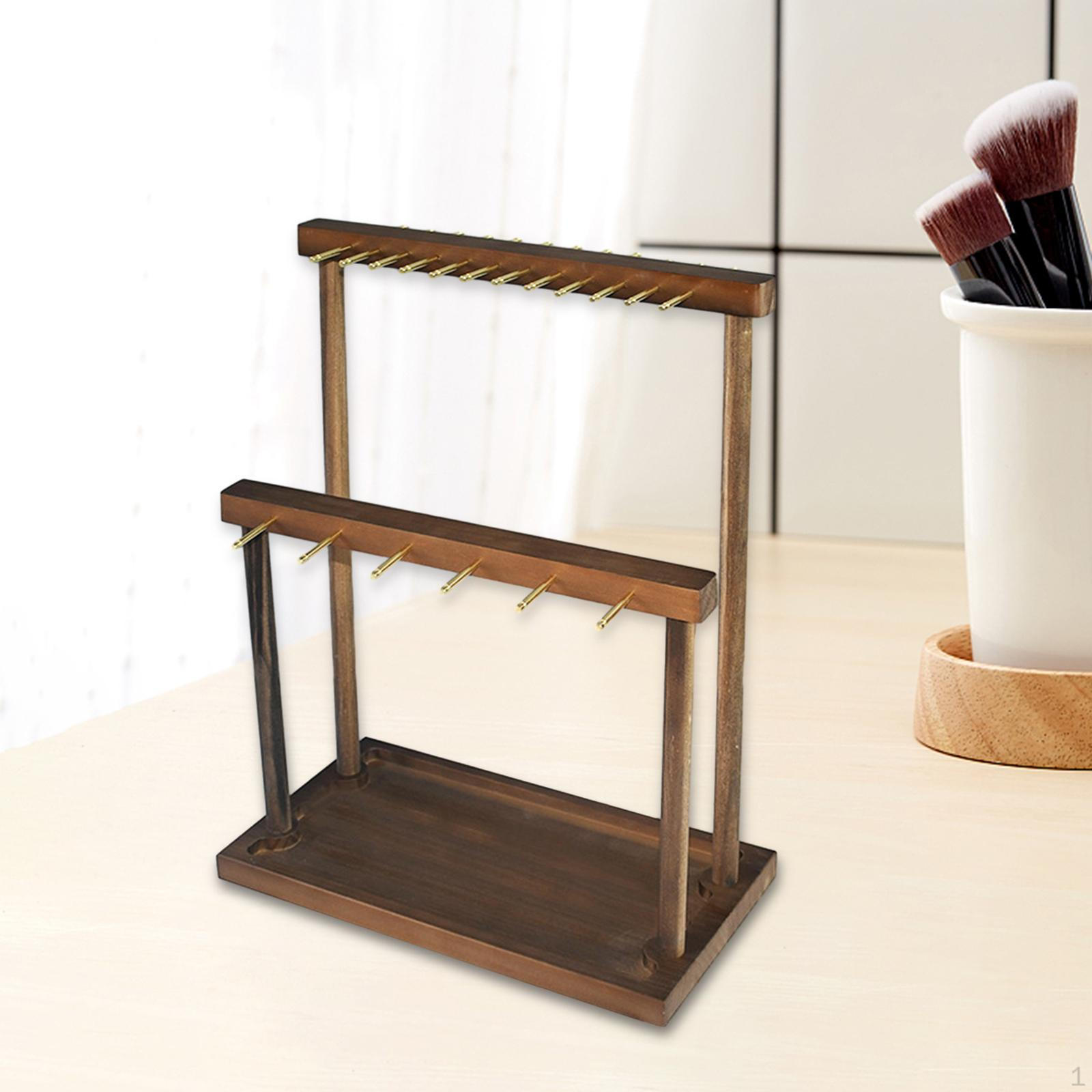 

Элегантная деревянная подставка для ювелирных изделий с двухъярусным хранением для розничной витрины Brown 6 and 24