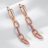 Wbmqda Chain Design Tassel Drop Earrings For Women 585 Rose Gold Color With Purple Natural Zircon Daily Party  Jewelry