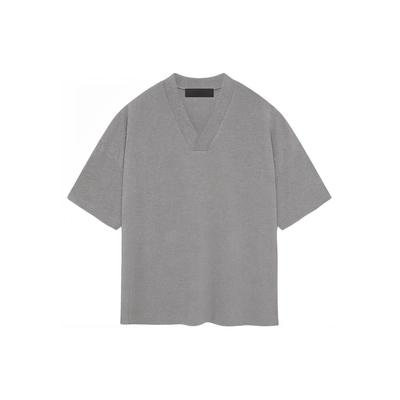 Essentials V Neck T-Shirt Dark Heather Oatmeal Men Tops Grey 125SP244213F