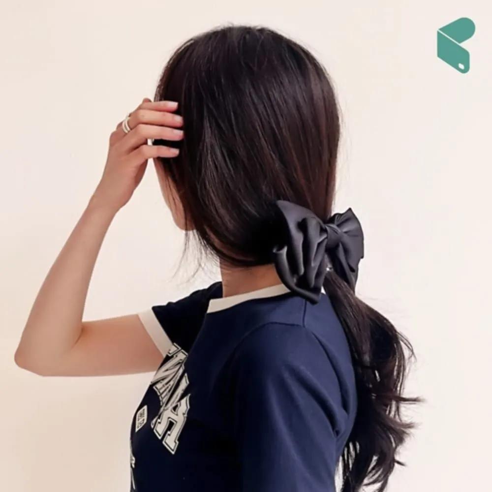 Hairpin Angel Scrunchie Silk 3-Tier Knot Black Hair Ornament Ribbon Pin Lovely Point Commerce Pick JL