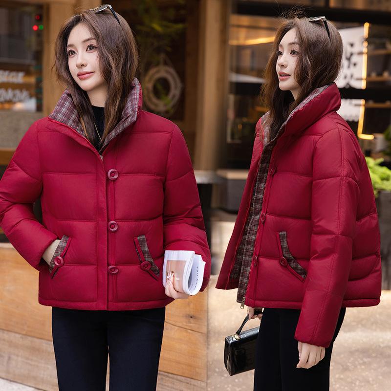 Small stand-up collar cotton-padded jacket women's winter new warm fashion foreign style short small cotton-padded jacket