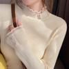 Semi High Neck Base Layer Women Autumn New Slim Fit Knit Top Versatile Lace Trim Sweater