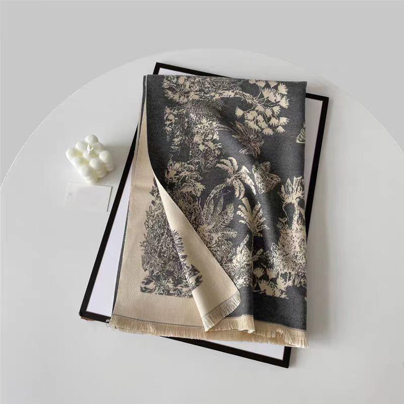 Premium Double-Sided Jacquard Houndstooth Scarf Wrap Women Winter Fall Warm Cotton Blend Shawl 185x70cm
