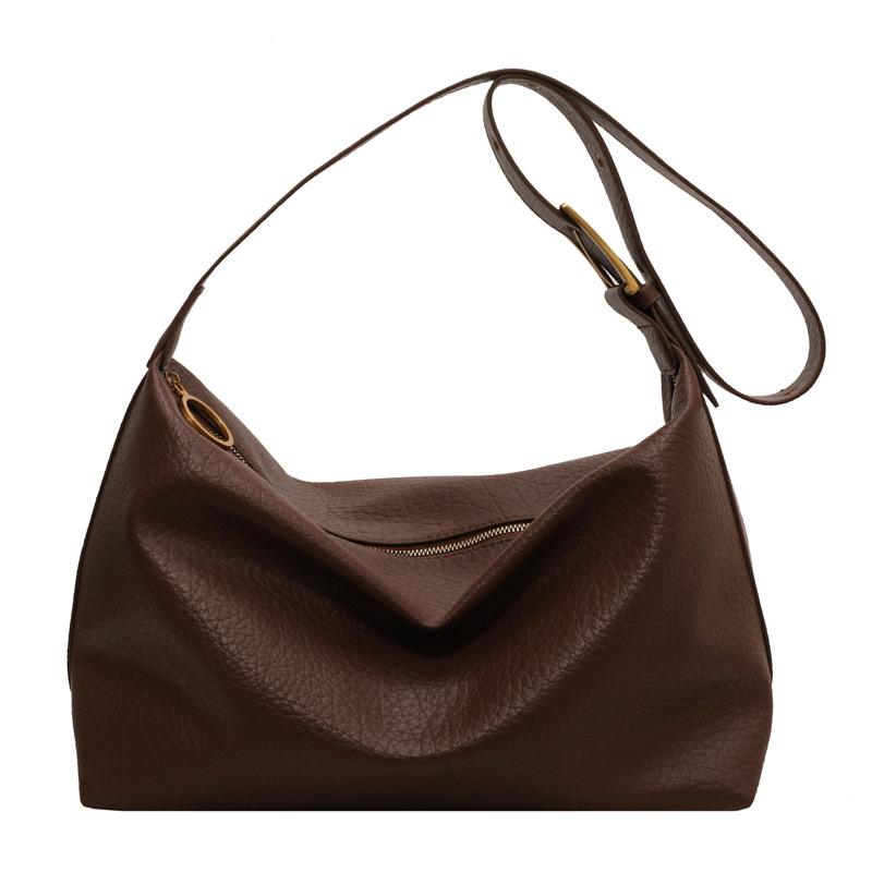 Large capacity bag women's autumn new wide shoulder strap commuting simple retro fashion shoulder messenger bag