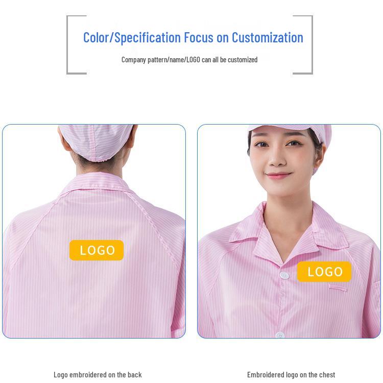 Static-free Lab Coat: Anti-static Dustproof Suit & Cleanroom Workwear in White, Blue, Pink - Available in Men's & Women's Styles