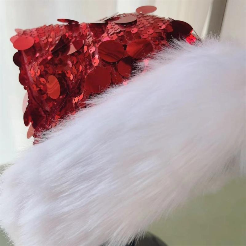 Christmas Hats for Holiday Celebration Festival Props Hat All Age Small Large Sequined Santa Caps Party Gathering Headwear